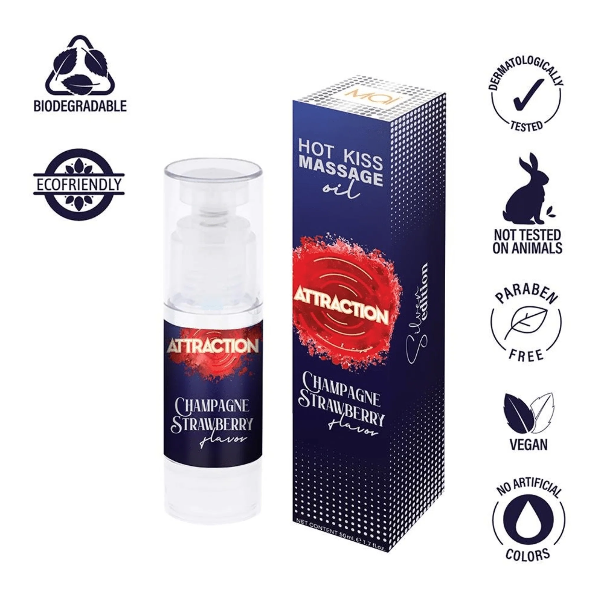 Mai Attraction Hot Kiss Massage Oil: Champagne & Strawberry 50ml - Image 2