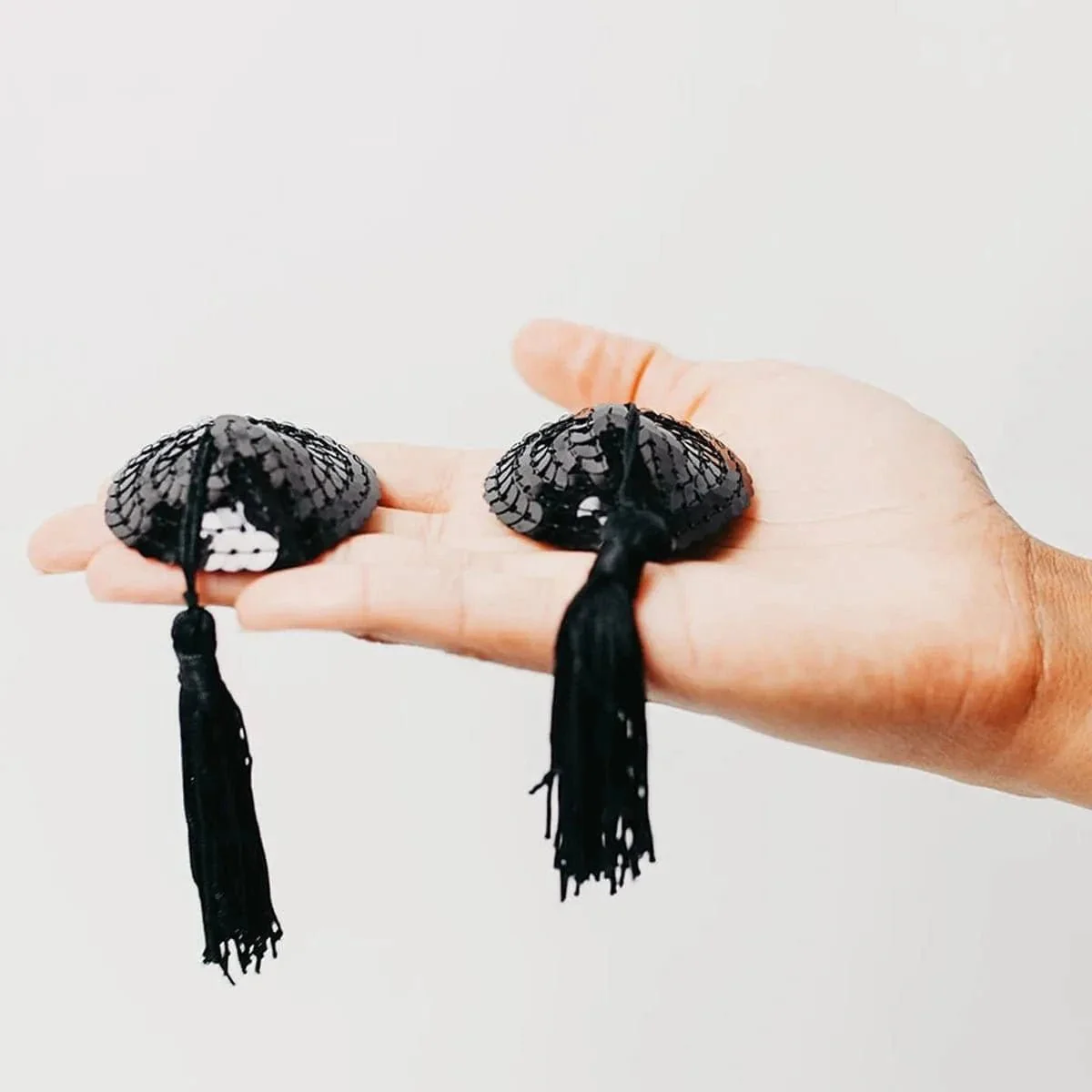 Black Sequin Nipple Tassels - Image 2