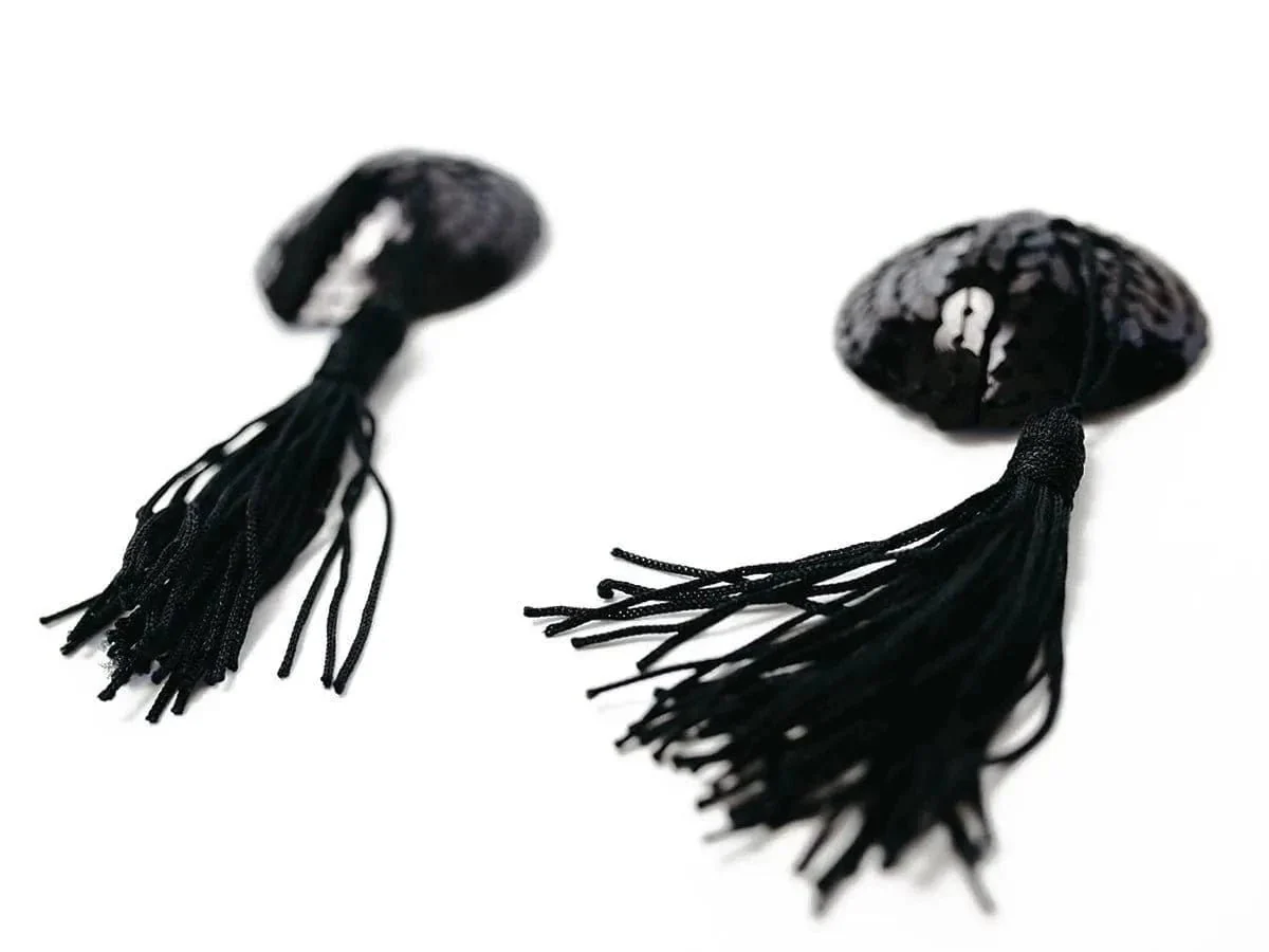 Black Sequin Nipple Tassels - Image 4