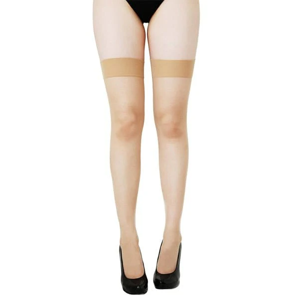 Nude Seamed Stockings With Bow - Image 3