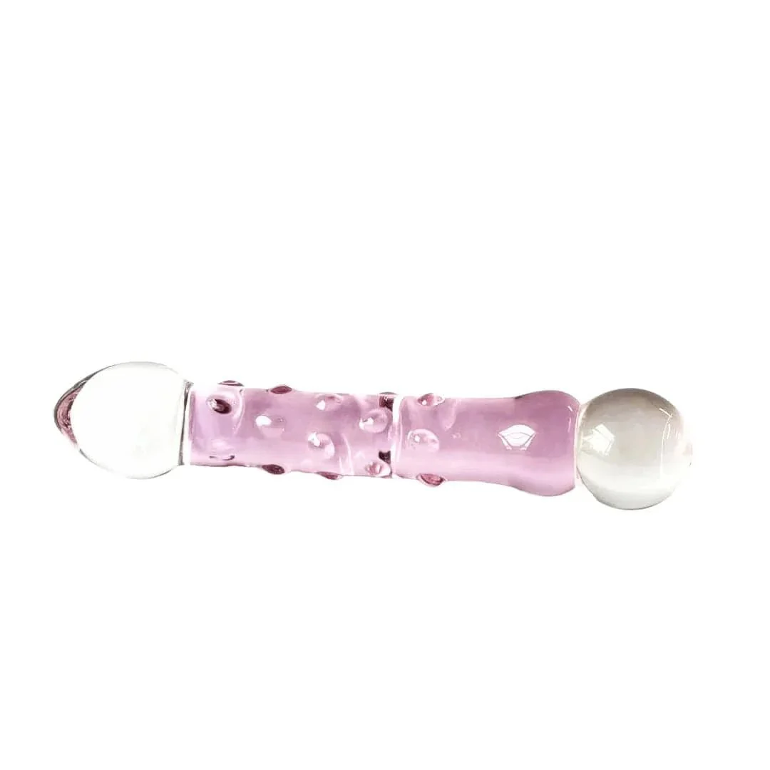 Pink Textured G-Spot Glass Dildo