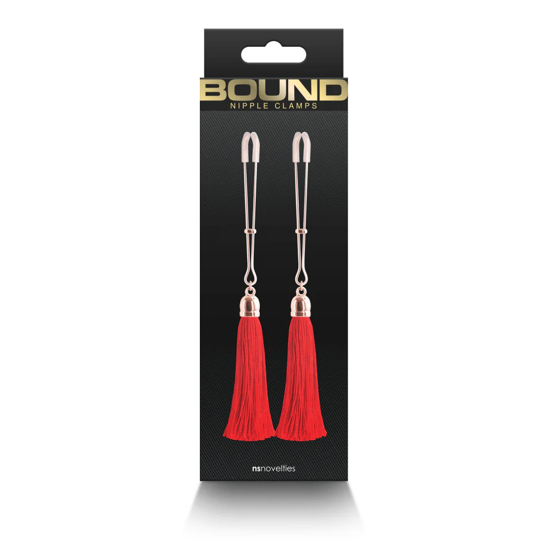 Red & Gold Tassel Nipple Clamps - Image 3