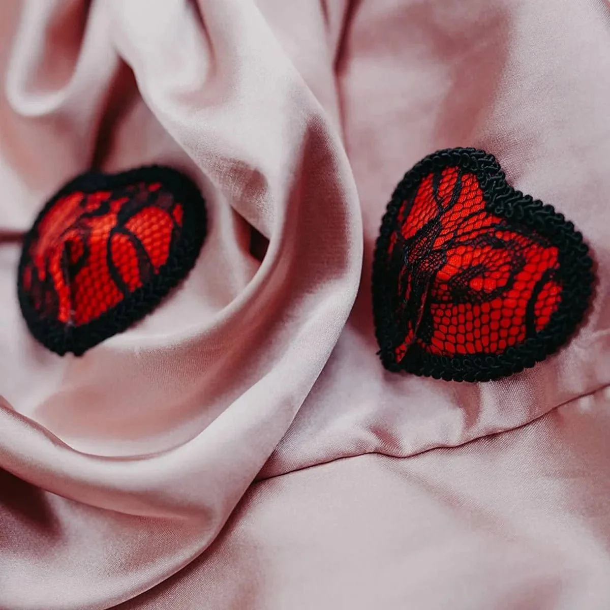Red Lace Heart Pasties - Image 5